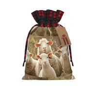 Sheep And Lambs Print Personalized Christmas Drawstring Gift Bags,Packaging And Storage Bags,Snack Bags