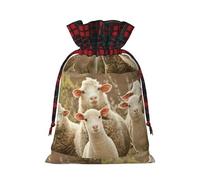 Sheep And Lambs Print Personalized Christmas Drawstring Gift Bags,Packaging And Storage Bags,Snack Bags