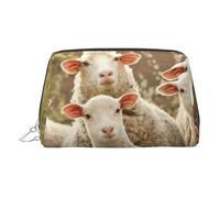 Sheep and Lambs Print Women Travel Cosmetic Bag Organizer Zipper Makeup Bags Pouch Toiletry,Lightweight Leather Makeup Bag