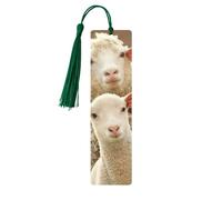 Sheep and Lambs Print Wooden Bookmark Bookmarks with Tassels Book Marks for Reading Hardcover Books Notebooks