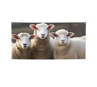 Sheep and Lambs Printed Banners Personalized Party Banner Photo Text Background Banner Wall Banner for Halloween Party Home Decorations or Backdrops