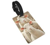 Sheep and Lambs Printed Luggage Tags with Wrist Strap,Name Id Label for Suitcase,Airplane Travel Essentials