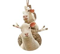 Sheep and Lambs Printed Snowman Shape Xmas Ornaments 1 Pcs, Christmas wooden pendant Hanging for Xmas Tree Home Indoor Outdoor Decor