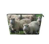 Sheep and Lambs Printed Travel Cosmetic Bags with Silver Zipper Makeup Organizer Cosmetic Case Toiletry Bag for Women Mom Girls