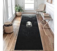 Sheep Animal Hallway Runner Rug 80 x 250 cm Long Washable, Black Sheep Carpet Runner Rugs Non Slip, Kitchen Entryway Hall Bedroom Decor, Soft Low Pile iY&F307