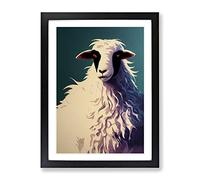 Sheep Art Framed Wall Art Print A2 Black