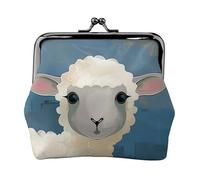 Sheep art Print Coin Purse for Women Cute PU Leather Kiss-lock Change Purse Wallet, Black, One Size, Pattern