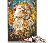 Sheep Art Puzzle 100% Recycled Cardboard Paper Rectangular Jigsaw Puzzle for Adult Children Easter Gift 500pcs (52x38cm)