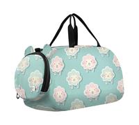 Sheep Ash Sticker Style Lake Blue Boy's Gym Duffel Bag with Shoes Compartment Multifunctional Weekend Travel Bag for Travel, Sports, Duffel, Weekender