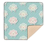 Sheep Ash Sticker Style Lake Blue Cute Foldable Foldable Baby Play mat for Floor Portable Foldable Baby Tummy time Play mat for Babies Infants Toddlers, 50'' x 50''tapete para juegos