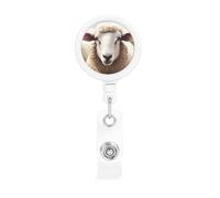 Sheep Badge Reel Retractable Badge Holder with Keychain Funny ID Clips for Badges Lightweight Plastic Name Card Holders for Nurses Office Teacher