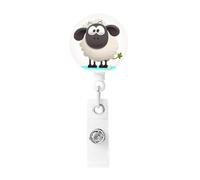Sheep Badge Reel Retractable Badge Holder with Keychain Id Clips for Badges Lightweight Plastic Name Card Holders for Nurses Office Teacher