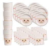 Sheep Birthday Party Supplies Set Plates Napkins Cups Tableware Kit for 16