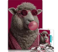 Sheep Blowing Balloons Jigsaw Puzzles for Adults 1000 Piece,Toys Educational Games Stress Relieving Suitable for Desktop Decoration 38x26cm
