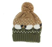 Sheep Bobble Pom Hat (Green/Beige)
