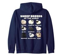 Sheep Breeds of the World Sheep Whisperer Herder Farmer Zip Hoodie