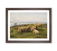 Sheep By The Sea By Rosa Bonheur Classic Painting Framed Print | A2 Walnut Framed Wall Art | Ready to Hang | Classic Animal Picture | Living Room Bedroom Lounge Office