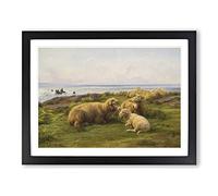 Sheep By The Sea By Rosa Bonheur Classic Painting Framed Print | A4 Black Framed Wall Art | Ready to Hang | Classic Animal Picture | Living Room Bedroom Lounge Office