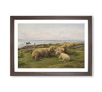 Sheep by The Sea by Rosa Bonheur Framed Print | A2 Walnut Framed Wall Art | Ready to Hang | Modern Animal Picture | Living Room Bedroom Lounge Office