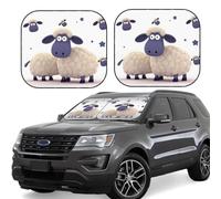 Sheep Car Windshield Sun Shade - 2 Piece Foldable Car Front Window Sunshade for Most Cars SUV Truck - Heat Blocker Car Sun Visor Protector Car Sunshades Medium