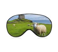 Sheep Castle Scottish Countryside Funny Eye Mask for Sleep with Adjustable Strap Blocks Light Eye Shade Cover