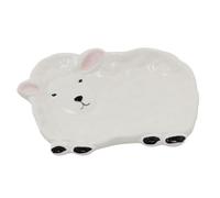 Sheep Ceramic Spoon Rest, 11.5cm Kitchen Utensil Holder Dish, Farmhouse Spoon Holder for Cooking Tools