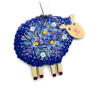 Sheep Christmas Ornament 3.5 x 3.5 x 0.2 Wooden Hand-painted Flat Christmas and Easter Farm Animal Country Decorations Ukrainian Handcrafted