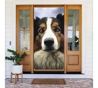 Sheep Dog Door Cover Decorations, Welcome Door Banner Backdrop Seasonal Spring Summer Porch Banner Sign Photo Background for Indoor Outdoor Party Decor 72.8 x 35.4 Inch