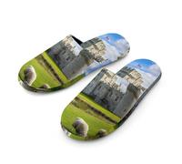 Sheep England Castle Flannel Men's Slip-on Slippers Winter Warm House Shoes with Rubber Sole for Home Hotel