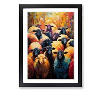 Sheep Expressionism Framed Wall Art Print A2 Black