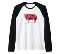 Sheep Farmer Halloween Party Jack O Latern Pumpkin Pattern Raglan Baseball Tee