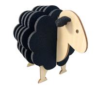 Sheep Felt Coasters-6 Felt Wool Sheep Coaster Set for Coffee Table Drinks Absorbent with Holder,Lamb Cup Coasters Wool Gifts Decoration (Black)