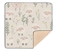 Sheep Floral Pattern Cute Foldable Baby Gym & Activity Mat for Floor Comfortable Padded Play Mat for Baby Toddler Infant, 50'' x 50''
