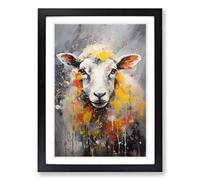 Sheep Gestural Framed Wall Art Print A2 Black