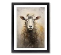 Sheep Gestural No.2 Framed Print | A2 Black Framed Wall Art | Ready to Hang | Eclectic Animal Picture | Living Room Bedroom Lounge Office