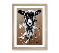 Sheep Graffiti Framed Wall Art Print A2 Oak