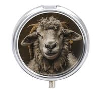 Sheep Head Image Pill Box Cute Medicine Organizer Travel Pillbox Waterproof Portable Pill Container Holder to Hold Vitamins Medication Fish Oil and Supplements