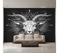 Sheep Head Wallpaper for Living Room, Viking Baphomet Wall Mural for Bedroom 450x315 cm, Non-Woven Photo Wallpaper, Home Decor D&O74