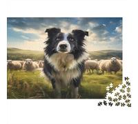 Sheep Herding Dog-Rural Pastoral Scene Year in Pictures 1000 Piece with Matte Finish Jig Saws As Difficult Puzzles for Tabletop Games And Digital Detox Gifts 38x26cm/1000pcs