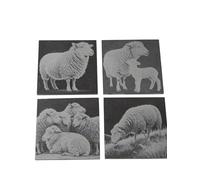 Sheep High Detail Beautiful Laser Engraved Slate Coasters x 4. Lovely gift set.