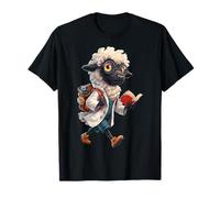 Sheep Holds Book Wandering Portrait Art Animal Motif Sheep T-Shirt