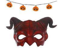 Sheep Horn Half Face Cover - 27x17cm Pu Foam Adjustable Halloween Devil | Scary | Horror Ghost Cosplay | Unisex Masquerade Festival Accessory