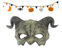 Sheep Horn Half Face Cover - 27x17cm Pu Foam Adjustable Halloween Devil | Scary | Horror Ghost Cosplay | Unisex Masquerade Festival Accessory