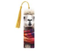Sheep in A Scarf Unique Double-Sided Artwork Printed Wooden Bookmarks, Artistic Book Accessories Birthday Presents for Men Women Presents for Book Lovers