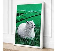 Sheep in Meadow Farmhouse Canvas Wall Art Print 36x24 Inch