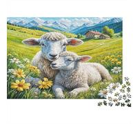 Sheep in Meadow Jigsaw Puzzle Bundle for Adults And Kids Age 12+ 1000 Pieces Sturdy Cardboard Puzzle 38x26cm/1000pcs