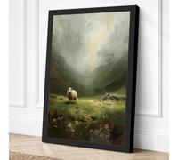 Sheep in Silent Valley Canvas Wall Art Print 18x12 Inch