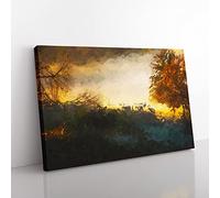 Sheep In Sweden In Abstract Modern Art Canvas Wall Art Print Ready to Hang, Framed Picture for Living Room Bedroom Home Office Décor, 76x50 cm (30x20 Inch)