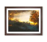 Sheep In Sweden In Abstract Modern Art Framed Print | A3 Walnut Framed Wall Art | Ready to Hang | Abstract Animal Picture | Living Room Bedroom Lounge Office