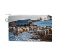 Sheep in The Farm Coin Purse Small Wallets with Zippered Key Ring Cute Wallet